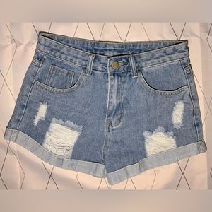 High Waisted Ripped Denim Shorts✨